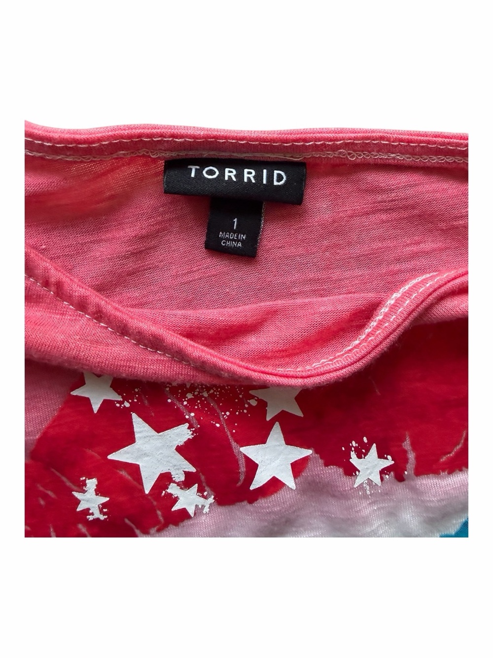 Torrid Women’s Patriotic Lips Graphic Slouchy Short Sleeve T-Shirt Torrid Size 1 - Picture 3 of 15